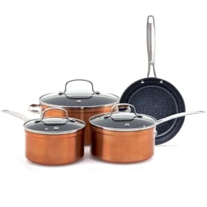 Nuwave 7pc Cookware Set Healthy Duralon Blue Ceramic Nonstick Coated, Diamond Infused for $117