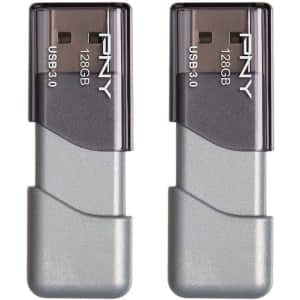 PNY 128GB Turbo Attaché 3 USB 3.0 Flash Drive 2-Pack for $14