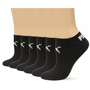 PUMA Women's 6 Pack Runner Socks, Black, 9-11 for $13