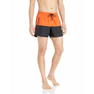 A|X Armani Exchange Men's Dual Colored Swimming Trunk Shorts, Flame and Black, XXL for $29