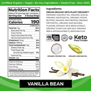 Orgain Keto Plant-Based Protein Powder, Vanilla - 10g of Protein, Keto Friendly, Organic, Vegan, for $22