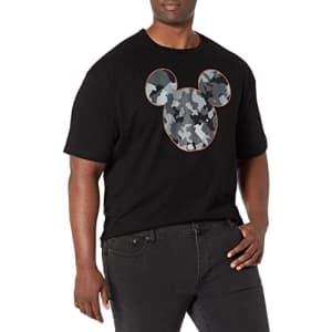 Disney Big & Tall Classic Mickeys Camo Men's Tops Short Sleeve Tee Shirt, Black, 5X-Large for $9