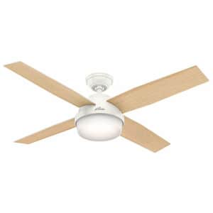 Hunter Fan Company 59217 Dempsey 52" Indoor Ceiling Fan with Light, Fresh White Finish for $170