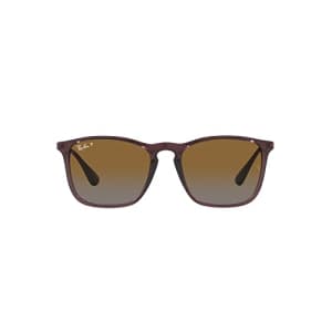 Ray-Ban Men's RB4187F Chris Low Bridge Fit Square Sunglasses, Transparent Brown/Grey Gradient for $175