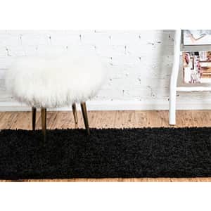 Unique Loom Solo Solid Shag Collection Area Modern Plush Rug Lush & Soft, 2' 2" x 6' 5", Jet Black for $59