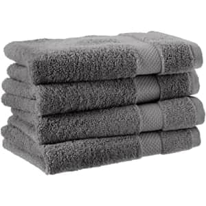 Amazon Aware 100% Organic Cotton Plush Bath Towels - Hand Towels, 4-Pack, Dark Gray for $21