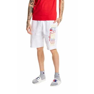 Champion Life Men's Reverse Weave Cut Off Shorts-Block Logo, White, Small for $7