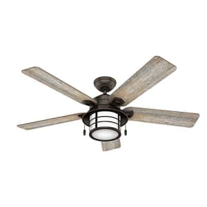 Hunter Fan Hunter Key Biscayne Indoor / Outdoor Ceiling Fan with LED Light and Pull Chain Control for $267