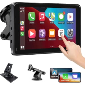 Wecamtx 7" Portable Wireless Carplay/Android Auto Screen for $38