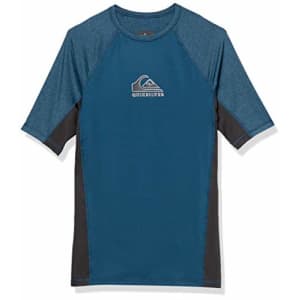 Quiksilver Men's BACKWASH SS Short Sleeve Rashguard SURF Shirt, Majolica Blue Heather, XX-Large for $31
