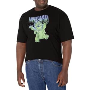 Disney Big & Tall Lilo & Stitch Mwahaha Men's Tops Short Sleeve Tee Shirt, Black, Large Tall for $9