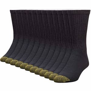 Gold Toe Men's 656s Cotton Crew Athletic Socks, Multipairs, Black (12-Pairs), X-Large for $16
