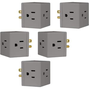 GE 3-Outlet Extender Wall Tap Cube 5-Pack for $11