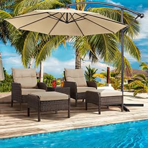 Yaheetech 5-Piece Patio Furniture Set Outdoor Wicker Conversation Set Cushioned Sofa w/Ottomans and for $100