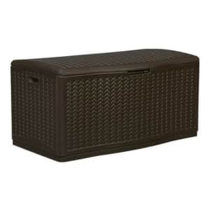 Suncast 124-gal. resin wicker deck box for $99