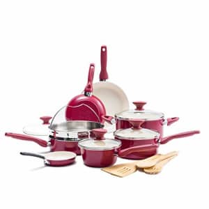 GreenPan Rio Healthy Ceramic Nonstick, Cookware Pots and Pans Set, 16-Piece, Red,CC002330-001 for $143