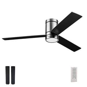 Prominence Home Espy, 52 Inch Flush Mount Contemporary Indoor LED Ceiling Fan with Light, Remote for $194