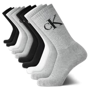 Calvin Klein Socks - Cushioned Mid-Calf Athletic Performance Crew Sock (12 Pack), Size 7-12, Grey for $22