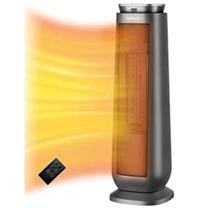 PELONIS PTH15A4BGB Ceramic Tower 1500W Indoor Space Heater with Oscillation, Remote Control, for $70