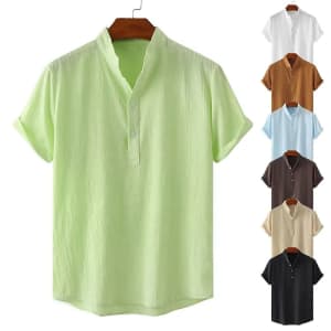 Men's Summer Linen Shirt for $8