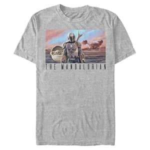 STAR WARS Big & Tall Mandalorian Family Postcard Men's Tops Short Sleeve Tee Shirt, Athletic for $19