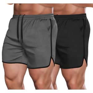 Coofandy Men's 5" Workout Shorts 2-Pack for $15