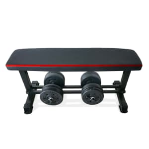 Cap Flat Weight Bench w/ 50-lb. Adjustable Dumbbell Set for $69