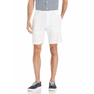Cubavera Men's Linen-Blend Flat Front Shorts, Brilliant White, 40 for $28