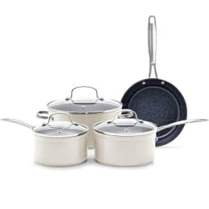 Nuwave 7pc Cookware Set Healthy Duralon Blue Ceramic Nonstick Coated, Diamond Infused for $105