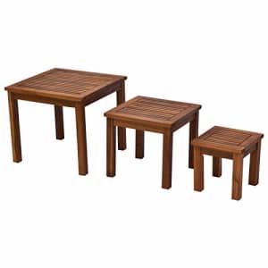 Outsunny 3 Piece Outdoor Side Nesting Table Patio Set with Acacia Wood Build & Multi-Functional for $108