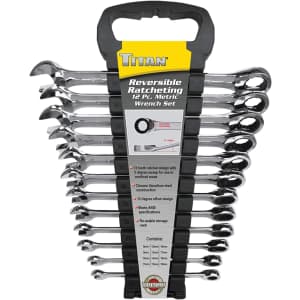 Titan 12-Piece Reversible Metric Ratcheting Combination Wrench Set for $27