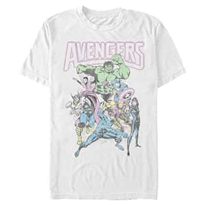Marvel Men's Universe Avengers Band Tee T-Shirt, White, Large for $10