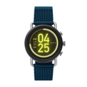 Skagen Connected Falster 3 Gen 5 Stainless Steel and Silicone Touchscreen Smartwatch, Color: Blue for $285