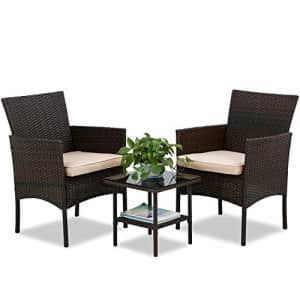 FDW 3 Pieces Patio Set Outdoor Patio Furniture Sets Wicker Bistro Set Rattan Chair Conversation for $100 FDW 3 Pieces Patio Set Outdoor Patio Furniture Sets Wicker Bistro Set Rattan Chair Conversation for $100