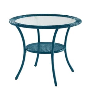 BrylaneHome Outdoor Roma All Weather Round Resin Wicker Bistro Table Patio Furniture Yard - 29" for $136