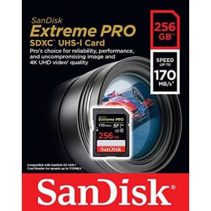 SanDisk 256GB SDXC Extreme Pro Memory Card Bundle Works with Sony Alpha a5000, a5100, a6300, a6500 for $50