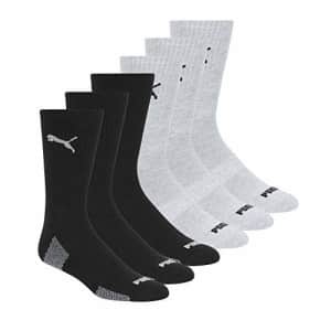 PUMA mens PUMA Men s 6 Pack Crew Socks, Black/Grey, 10 13 US for $17