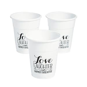 Fun Express Happily Ever After Disposable Wedding Cups (bulk set of 50) Reception Party Supplies for $18