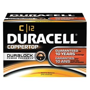 Duracell Coppertop Alkaline Batteries with Duralock Power Preserve Technology, C, 12 Count (Pack of 1) for $26