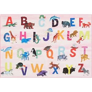 Home Dynamix Eric Carle Elementary Pink Alphabet Kids Machine Washable Area Rug Pink/Blue, 35"x51" for $82