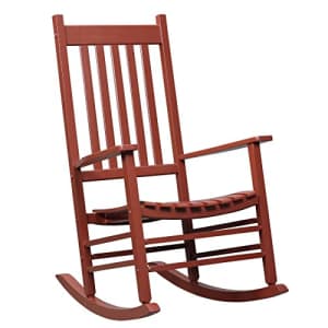 Outsunny Outdoor Rocking Chair, Patio Wooden Rocking Chair with Smooth Armrests, High Back for for $90