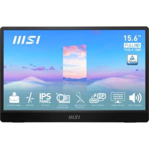 MSI Pro MP161 Portable Monitor, 15.6" FHD IPS 1080p, USB Type-C, Mini-HDMI, Built-in Speakers, for $125