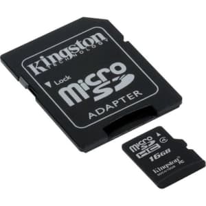 Transcend Samsung Galaxy Ring Cell Phone Memory Card 16GB microSDHC Memory Card with SD Adapter for $11