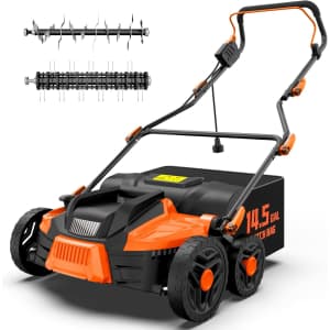 16" 15.5 Amp 2-in-1 Electric Dethatcher and Scarifier for $160