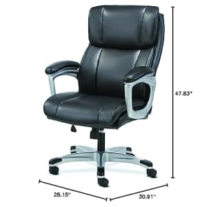 HON Sadie Executive Computer Chair- Fixed Arms for Office Desk, Black Leather (HVST315) for $258