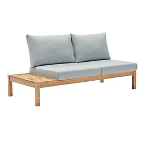 Modway EEI-3692-NAT-LBU Outdoor Patio Karri Wood Loveseat with Left-Facing Side End Table in for $196
