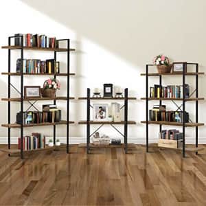 Sorbus Bookshelf 5 Tiers Open Vintage Rustic Bookcase Storage Organizer, Modern Industrial Style for $129