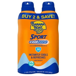 Banana Boat Sport Cool Zone SPF 30 6-Oz. Sunscreen Spray 2-Pack for $13