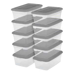 Sterilite Set 10-quart Clear Plastic Storage Box 10-Pack for $11