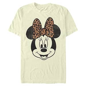 Disney Men's Characters Modern Minnie Face Leopard T-Shirt, Cream, Small for $17